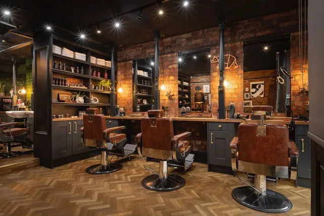 The row of chairs and mirrors at Bear and Hare